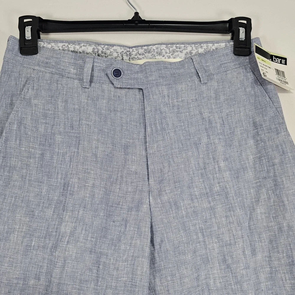 Bar III Men's Slim‎ Fit 100% Linen Suit Pants Blue 30W 32L New